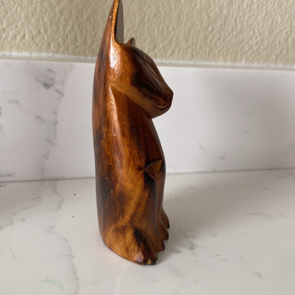 Vintage MCM Wooden Cat Figurine - Picture 4 of 8